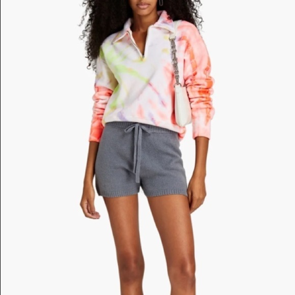 Re/done 70s Half Zip Sweatshirt in Neon Space Tie Dye Sz Xs NWT - Picture 1 of 9